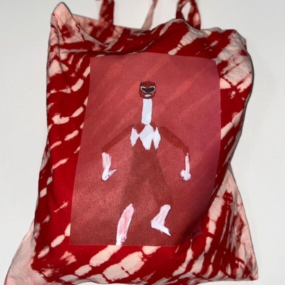 Art On Fabric Power Ranger Tie Dye Cotton Tote Bag